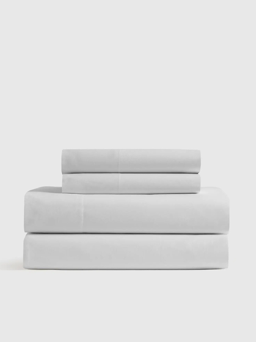 Quince Full Organic Crip Percale 4Pc Sheet Set, Light Grey, Good Condition